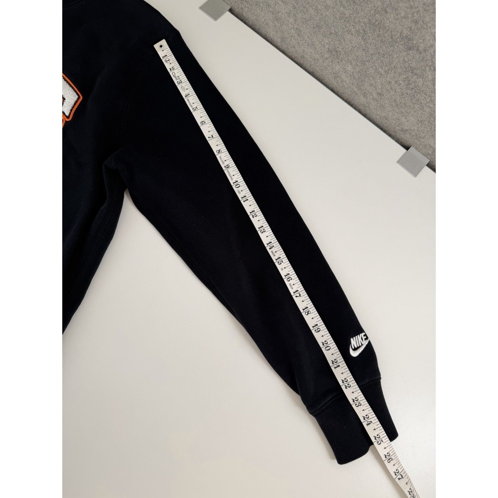 Nike Embroidered Logo Black Fleece Crewneck Pullover Men's Sweatshirt M Spellout - Picture 4 of 14